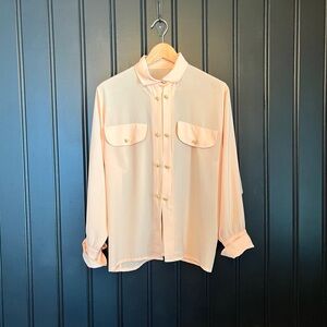 Vintage Peach Button-Up Blouse